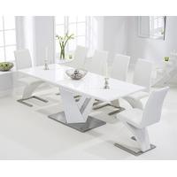 harmony 160cm white high gloss extending dining table with hampstead z ...