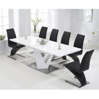Harmony 160cm White High Gloss Extending Dining Table with Black Hampstead Z Chairs