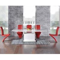 hailey 160cm white high gloss extending dining table with red hampstea ...