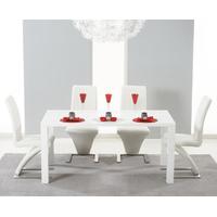 Hampstead 160cm White High Gloss Dining Table with Ivory-White Hampstead Z Chairs