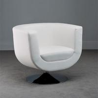 Havana Swivel White Faux Leather Tub Chair