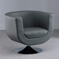 Havana Swivel Grey Faux Leather Tub Chair