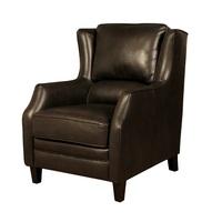 Halton Sofa Chair In Brown Leather Look Fabric With Wooden Legs