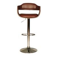 Haydon Bar Stool In Brown Faux Leather With Chrome Base