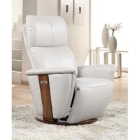 Halifax Electric Recliner Chair In Chalk Leather And Walnut Base