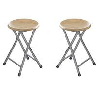 Hamstring Folding Stool In Natural Rubber Wood in A Pair