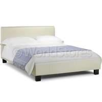 hamburg cream faux leather bed frame double hamburg cream faux leather ...