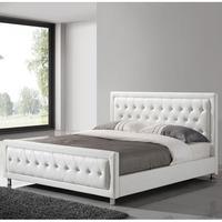 Harry King Size Bed In White Faux Leather With Chrome Legs
