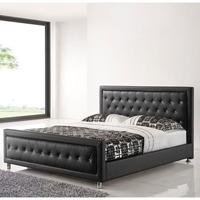 Harry King Size Bed In Black Faux Leather With Chrome Legs