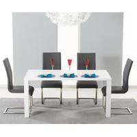 Hampstead 120cm White High Gloss Dining Table with Grey Malaga Chairs