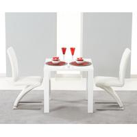 Hampstead 80cm White High Gloss Dining Table with Ivory-White Hampstead Z Chairs