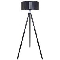 Havana Black Floor Lamp with Round Wooden Shade