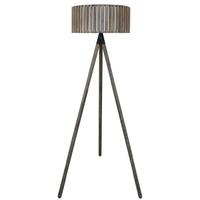 Havana Grey Floor Lamp with Round Grey Wooden Shade
