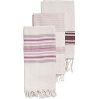 Hammam Pink, Red and Off White Towel (Set of 3)