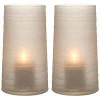 hand blown frosted glass large hurricane menardi set of 2