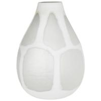 Hand Blown Frosted White Glass Vase Saree