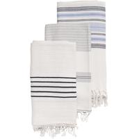 Hammam Blue and Off White Towel (Set of 3)