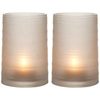 Hand Blown Frosted Glass Small Hurricane Menardi (Set of 2)