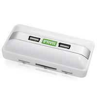HAILE HU-03 White Round 3-Port USB2.0 HUB with Card Reader Function 80cm Cable