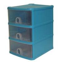 handi 3 drawer plastic storage unit blue