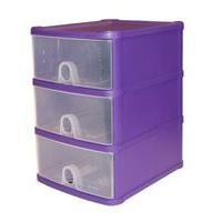 handi 3 drawer plastic storage unit violet