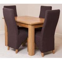 hampton 120cm 160cm extension dining table 4 brown lola fabric chairs