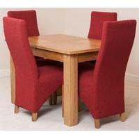 hampton 120cm 160cm extension dining table 4 red lola fabric chairs