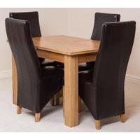 hampton 120cm 160cm extension dining table 4 brown lola leather chairs