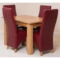 Hampton 120cm - 160cm Extension Dining Table & 4 Burgundy Lola Leather Chairs