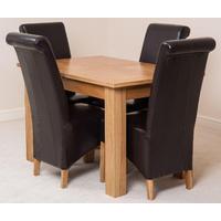 hampton solid oak extension dining table 4 brown montana leather chair ...