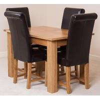 Hampton 120cm - 160cm Extension Dining Table & 4 Brown Washington Leather Chairs