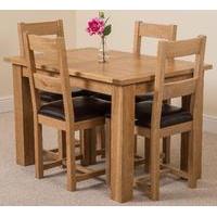 Hampton Solid Oak Extension Dining Table & 4 Lincoln Oak Leather Chairs