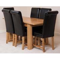 hampton 120cm 160cm extension dining table 6 black washington leather  ...