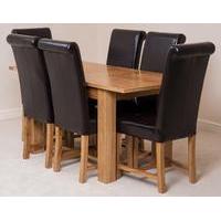 hampton 120cm 160cm extension dining table 6 brown washington leather  ...