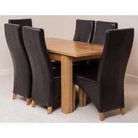 hampton 120cm 160cm extension dining table 6 brown lola leather chairs