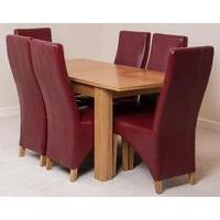 hampton 120cm 160cm extension dining table 6 burgundy lola leather cha ...