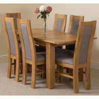 Hampton 120cm - 160cm Extending Dining Table & 6 Yale Solid Oak Fabric Chairs