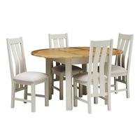 hampstead stone grey 110 150cm round ext table and 4 chairs