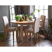 hampstead stone grey 110 150cm round ext table and 4 button back chair ...