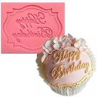 Happy Birthday Shaped Fondant Cake Chocolate Silicone Mold, Cupcake Decoration Tools, L7.3cmW5.6cmH0.7cm