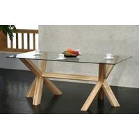 Havana Glass Rectangular Table on solid oak pedestal - 1830 x 1000mm