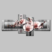 Hand-Painted Abstract Flower Oil Painting on Canvas 4pcs/set No Frame