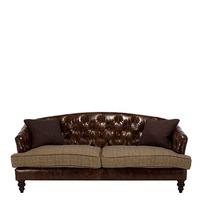 Harris Tweed Leather Dalmore Midi Sofa, Bracken Herringbone