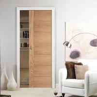 Hampshire 7 Panel 30 Minute Fire Rated Oak Flush Fire Pocket Door, Prefinished