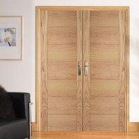 hampshire 7 panel oak flush door pair prefinished