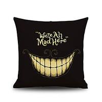 Halloween Clown We Are All Mad Here Linen Decorative Throw Pillow Case Cushion Cover