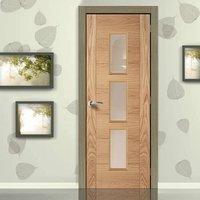hampshire 3 pane oak flush door with clear safety glass prefinished