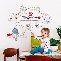 happy family creative cute cats living room wall stickers fashion remo ...