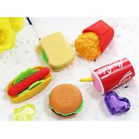 Hamburger Cola Potato Chips Fast Food Topic Character Rubber Eraser (Random Color)