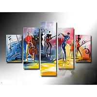 Hand-Painted Music Oil Painting on Canvas 5pcs/set Without Frame